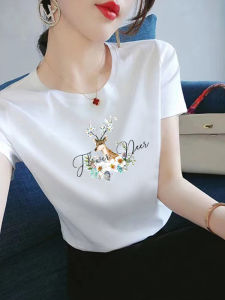 หลวม Fit Vintage สไตล์อเมริกันผ้าไหมน้ําแข็งแขนสั้นเสื้อยืดผู้หญิงแฟชั่นลดอายุ High-End สวยเสื้อชีฟอง