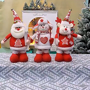 Christmas Telescopic Dolls Christmas Decorations Cartoon Woven Santa Claus Snowman Elk Toy Party