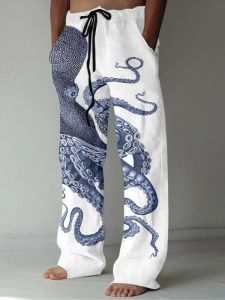 Loose Mens 3D Straight Leg Pants Casual Long Trousers Comfortable Wide Leg Mens Summer Fashion mid Waist Straight Fit