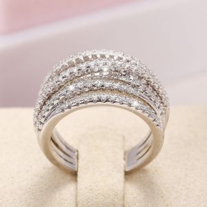 Huitan Luxury Cross Design Rings Full Paved CZ Stone Modern Fashion Sparkling Womens Rings Wedding Bands Jewelry Drop Shipping