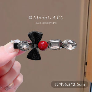 Butterfly Knot Rhinestone Hair Clip Fringe Clamp French Vintage Girl Side Hair Card Duckbill Clip Versatile Hair Accessories