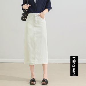 MEITESIJIAONU | Chân Váy Xòe Denim Kaki Tencel Cotton