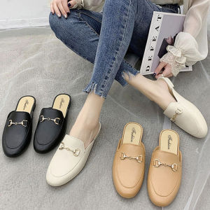 Fashionable Summer Half Slippers Womens Slip-On Shoes Outdoor Wear Head-Enclosed Sandals Low Heel Flat Bottom Rubber Sole