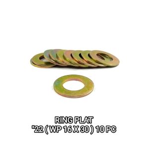Ring Plat "22 (WP 16 X 30) Harga Per Pak Isi 10 - Reng Plate Pelat Washer Kunci 22 Diameter 16mm x 30mm Tebal 15 mm