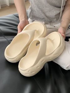 Comfortable Thick Heel EVA Summer Sandals Womens Outdoor Fashionable Pure Color Beach Y-shaped Slippers Simple Daily Wear
