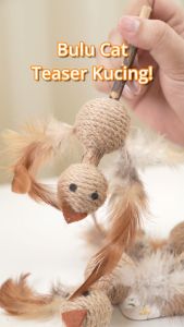 Hobilic Mainan Cat Teaser Bulu Kucing + Catnip Stick Anti Stress Pembersih Gigi Natural
