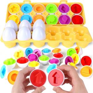 6-12PCS Educational Color Shape Matching Eggs Set Early Learning Puzzle Skills Montessori for Toddlers Easter Basket Stuffers