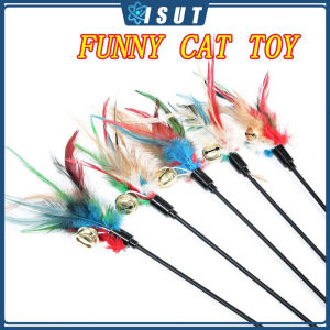 65CM Cat Teaser Stick Color Feather Bell Cat Toy Cat Interactive Stick Pet Toy