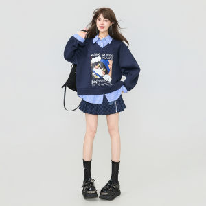 KEIKO | Youthful Cute Cat Print Flannel Hoodie Autumn New Design