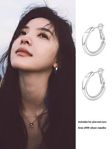 Lnieer | 999 Sterling Silver Round Earrings