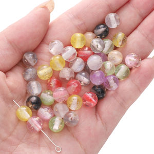 แกนย้อมทำจากเรซินดรีม8/10/12มม. ลูกปัดทรงกลมลูกปัดกลมแบบหลวมสำหรับสร้อยข้อมือทำมือต่างหูสร้อยคอพวงกุญแจอุปกรณ์การทำเครื่องประดับหัตถกรรม DIY