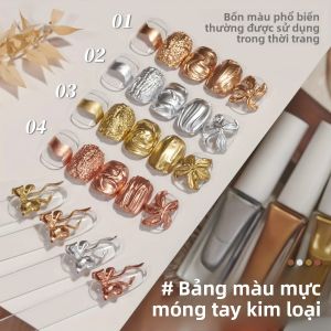 Bộ Dụng Cụ Vẽ Móng Dạng Gel Lỏng Kim Loại 4 Chiếc 2025 Màu Nhuộm Móng Màu Bạc Ngọc Trai Chuyển Sắc Nhanh Như Màu Nước Dành Cho Tiệm Nail