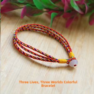 Pudao Mountain Five Elements Crystal Bracelet Hand Woven Colorful Rope Couple Handmade Knots Red Success Lucky Beads Jewelry
