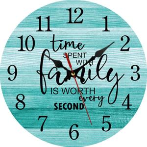 Cross-Border round Simple European Style Wood Grain Wall Clock Decorative Hanging Clock Nordic Style Battery Powered Clock