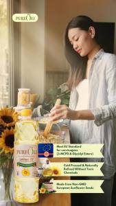 PUREOLI Sunflower Oil 1kg [👍Naturally Refined Cold Pressed Without Toxic Chemicals]