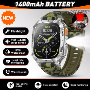 LIGE | Military Grade Smart Watch Men 1400mAh Battery 2026 New 2.01" IPS Screen IP68 Waterproof Sports Fitness BT Call Smartwatches