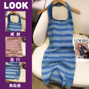 ลดล้างสต็อกแบรนด์หน้า Outlet Mall ถอนแท็ก แขนกุด ถัก เดรส ผู้หญิง Pure Desire แยกแฟชั่นความยาวกลาง