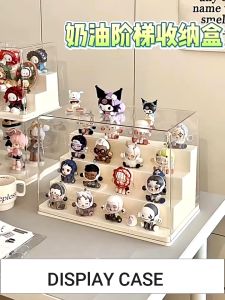 Zeekea Clear Plastic Storage Display Case Ladder Design Model Display Toys Organization and Display