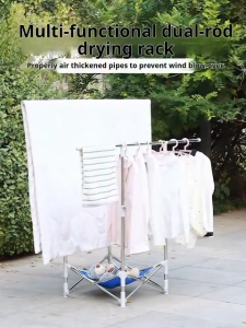 SPACEMADER Foldable Stainless Steel Drying Rack Retractable Clothes Drying Rack With Storage Bag Double Pole Heavy Duty