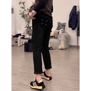 High Waist Elastic Straight Leg Jeans Womens Spring Summer Slimming Concealing Cigarette Pants Casual Style Multi Pocket