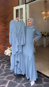 COD Airin Set Long Outer Ceruty Babydoll Dress Kondangan Wanita Modern Elegan Gamis Terbaru Lebaran