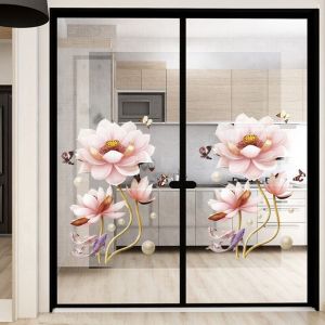 Kitchen sliding door anti-collision wall pasted with glass sticker living room balcony Chinese style sticker Fuzi door