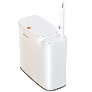 Joybos | Covered Toilet-specific Trash Can with Scrub Brush Integration