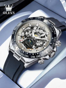 OLEVS | Automatic Skeleton Sport Stylish Night Light Silicone Mens Watch