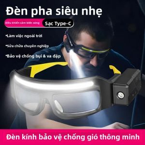 Bộ Đèn Pha Và Kính 2 Trong 1 Chuyên Nghiệp Với Điều Khiển Bằng Cử Chỉ Có Thể Điều Chỉnh 90 Độ 5 Chế Độ Chiếu Sáng Đèn LED COB Chống Nước Để Đi Bộ Đường Dài Thám Hiểm Bảo Trì Công Việc