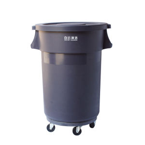 Large Capacity Round Trash Can with Lid and Wheels