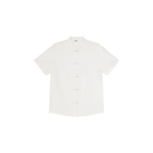 เสื้อเชิ้ตคอตั้งสไตล์จีนใหม่ ทรงหลวม แขนสั้น ผ้าฝ้าย 100% สำหรับผู้หญิง ฤดูร้อน 2024 ทรงหลวม เสื้อเชิ้ตคอกลม