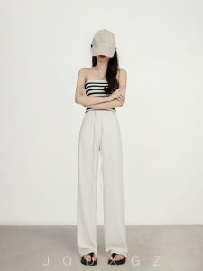 Slim Fit Chiffon Wide Leg Pants Ice Silk Summer Thin Style Womens Fashionable Casual Trousers High Waist Long Pants