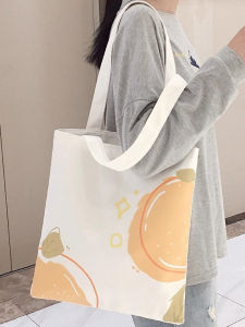 Large Capacity Canvas Bag Womens Single Shoulder Tote Bag for Class Commuting College Students White Handheld Canvas Bag