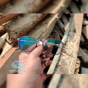 JTD 3023BR - Kacamata Minus Photocromik Bluecromik Wanita Model Kotak Lonjong Bahan Full Plastik Lentur Dan Ringan