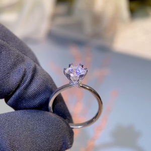 Real Moissanite 925 Sterling Silver Ring Women Square Round 2CT Brilliant Diamond Ring Wedding Jewelry Gift