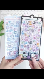 Geetoy 3D Crystal Diamond Embossed Sticker Cartoon DIY Nail Aesthetic Relief Stickers Gift for Kids