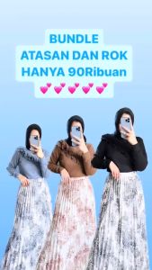 Haseena One Set Wanita Aurora Setelan Atasan Rempel Lengan Panjang Rok Plisket Motif Prada Korean Vintage Style | Oneset Ruffle Blouse Skirt Korean Oversize SkirtSet| Setelan Atasan Rok Wanita Kekinian