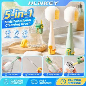 HLINKEY 5-In-1 Multifunctional Bottle Cleaning Brush 360° Rotation Long Handle Sponge Straw Cleaner Baby Safe Thermos Milk Bottle Tool