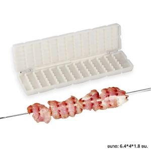 คู่แถว Kebab Maker BBQ เนื้อ Skewer เครื่องทําพลาสติกบาร์บีคิว Skewer Maker Kebab เตรียม Camping BBQ เครื่องมือ