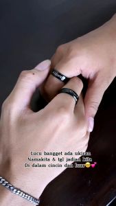 Emelie Couple Rings - Cincin Ukir Custom Nama Laser Titanium 100% Anti Karat Silver Gold Black