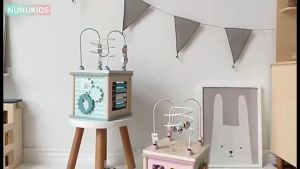 [iRojak] Wooden 5 in 1 Activity Cube For Baby Bead Maze Shape Sorter Montessori Toy 多功能绕珠串珠箱 Mainan Baby - BT159