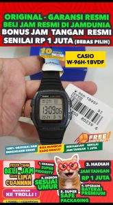 CASIO ORIGINAL - CASIO W-96H-1BV - MEN - Hitam - Strap Resin - Jam dunia JD16ST