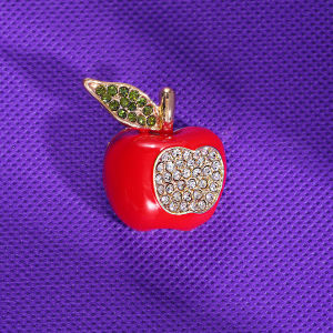 Sweet Cute Fruit Brooch Alloy Dripping Oil Diamond-Embedded Clothing Corsage Christmas Eve Christmas Eve Fruit Pin Accessories Women