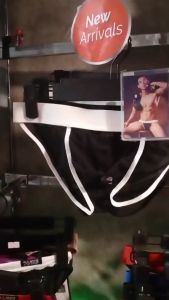 Tanga ผ้าซีทรูดำ ผ้าตะข่ายSpandex ขอบขาว ขนาดฟรีไซส์ F 29"-34"