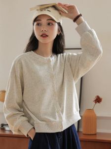 เสื้อแจ็คเก็ตฮู้ดแขนยาวสไตล์เกาหลีสีพื้นสำหรับผู้หญิง ทรงหลวม ปกติ คอตั้ง ปกติ ฤดูใบไม้ร่วง 2025 ฤดูใบไม้ผลิ