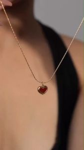 HB Jewelry RENEE Mini Red Heart Pendant Chain Necklace Fashion Accessories - XL00410