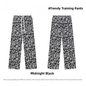 VEIDOORN Trendy Floral Sports Casual Thin Basketball Training Pants Straight Leg Loose Fit Sweatpants for Men And Women