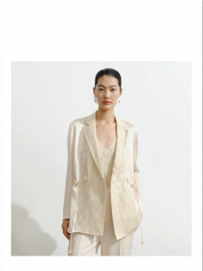 Imported Fabric Blended Vinegar Fiber Drawstring Jacquard Suit
