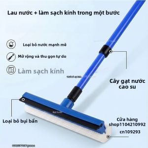 Dụng Cụ Vệ Sinh Kính Cửa Sổ 2 Trong 1 Cán Dài Kèm Bàn Chải Bọt Biển Và Cây Lau Kính Thân Thiện Với Môi Trường