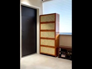 Cửa xếp tủ giày tre khỏe Giá sách tre giá lưu trữ giá lưu trữ nhà tủ giày giá giày Tủ giày giá giày ngăn kéo